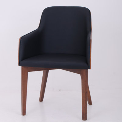 Hudson Arm Chair with Wood Legs Upholstery: Eco-leather - Black