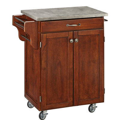 Cuisine Cart Kitchen Cart with Concrete Top Base Finish: Cherry