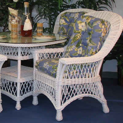 Bar Harbor Arm Chair Upholstery: Montfluer Surf, Finish: Brownwash