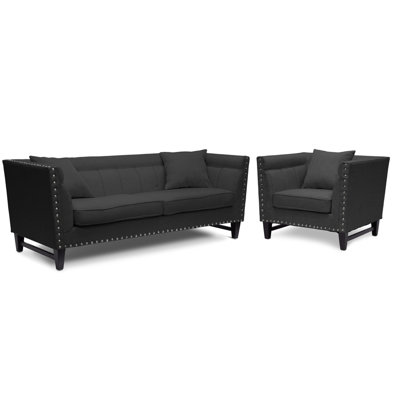 Wholesale Interiors TSF-71023-Grey 2PC set Baxton Studio Stapleton Modern Sofa and Chair Set Upholstery
