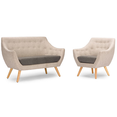 Wholesale Interiors DO-6273 2PC Set Baxton Studio Astrid Mid-Century Fabric Living Room Set