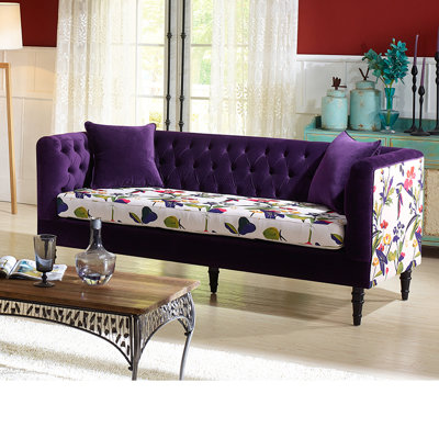 TSF-8127-SF Purple Velvet/Calico WHI6522 Wholesale Interiors Baxton Studio Freya Sofa