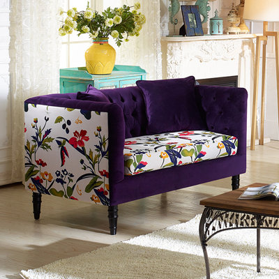 TSF-8127-LS Purple Velvet/Calico WHI6521 Wholesale Interiors Baxton Studio Freya Loveseat