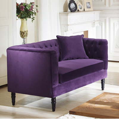 TSF-8127-LS Purple Velvet WHI6525 Wholesale Interiors Baxton Studio Rylee Loveseat