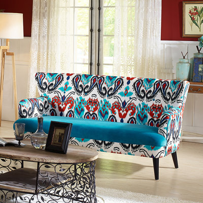 TSF-8126-SF Calico/Blue Velvet WHI6524 Wholesale Interiors Baxton Studio Lacey Sofa