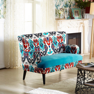 TSF-8126-LS Calico/Blue Velvet WHI6528 Wholesale Interiors Baxton Studio Lacey Loveseat