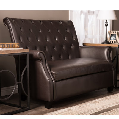 WS-2630-Matt Brown WHI6614 Wholesale Interiors Baxton Studio Brixton 2 Seater Loveseat