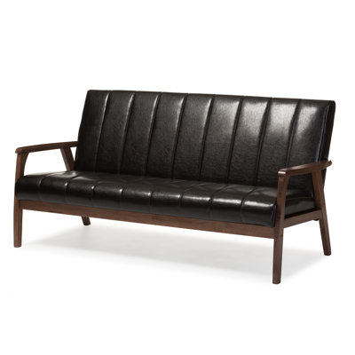 BBT8011A2-Brown Sofa WHI7028 Wholesale Interiors Nikko Mid-century Modern Scandinavian Sofa