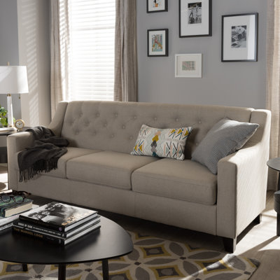 Wholesale Interiors 1421-7095-WF Baxton Studio Silvia Modern and Contemporary Fabric Upholstered Button-Tufted Living Room 3 Seater Sofa Upholstery