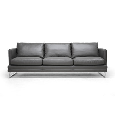 1378-DU8145-SF WHI4654 Wholesale Interiors Baxton Studio Dakota Leather Sofa
