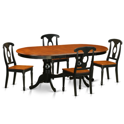 Plainville 5 Piece Dining Set Finish: Black / Cherry