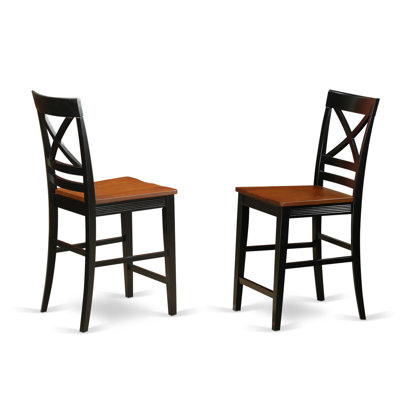 Quincy Bar Stool (Set of 2) Finish: Black/Cherry