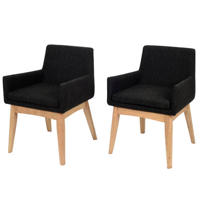 Perla 9 Piece Dining Set Upholstery Color: Liquorice, Finish: Natural