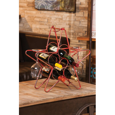Rustic Star 5 Bottle Tabletop Wine Rack