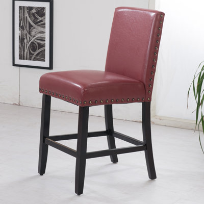 Luxury 24 inch Bar Stool Upholstery: Dark Red