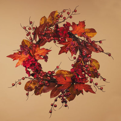 Berry Maple Leaves Hydrangea Fall Wreath