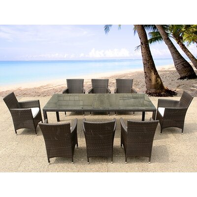 Italy 220 Wicker Patio Table and Chairs Outdoor Dining Set for 8 by Beliani