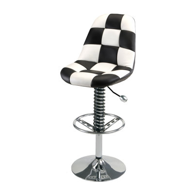 Racing Style Adjustable Height Swivel Bar Stool Upholstery: White