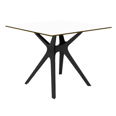 Vela S Dinning Table Base Finish: Black, Top Finish: White