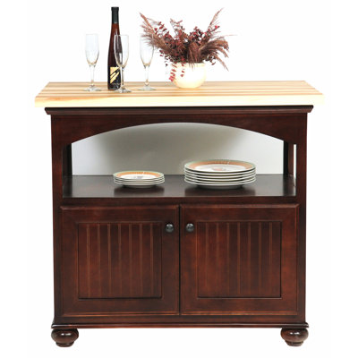 American Premiere Kitchen Island with Butcher Block Top Door Type: Wood, Finish: Tempting Turquoise