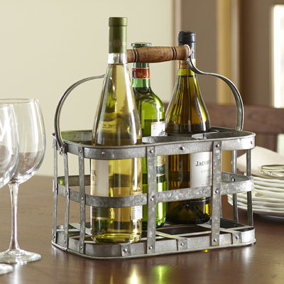 Galvanized 6-Bottle Tabletop Wine Rack