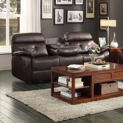 9640-4 HE7017 Woodhaven Hill Evana Double Reclining with Center Drop-Down Cup Holder Sofa