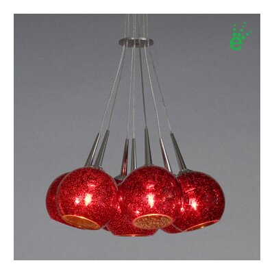 Bobo 7 Light Pendant Finish: Matte Chrome, Shade Color: Red