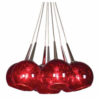 Bobo 7 Light Pendant Finish: Chrome, Shade Color: Blue