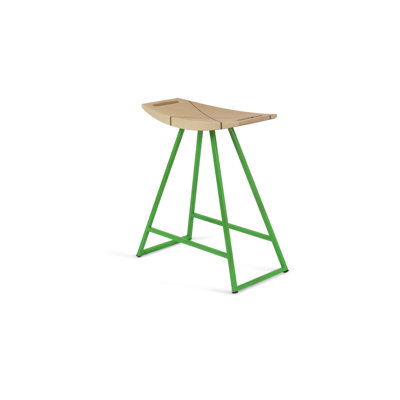 Roberts 18 inch Bar Stool Upholstery: Maple, Base Color: Green
