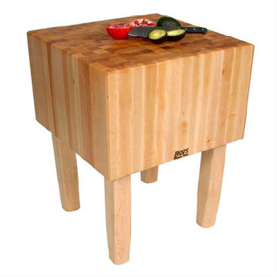 BoosBlock Prep Table with Butcher Block Top Size: 24 inch W x 24 inch D, Leg Material: Wood