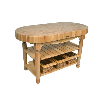 American Heritage Prep Table with Butcher Block Top Base Finish: Natural Maple