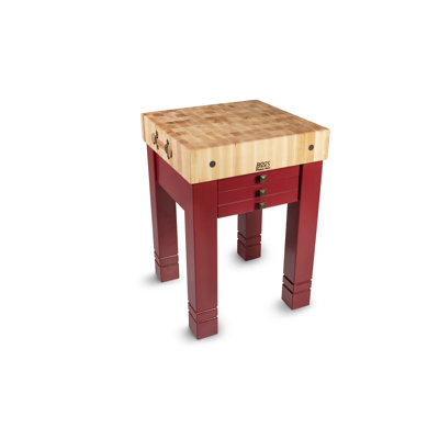 American Heritage Prep Table with Butcher Block Top Base Finish: Natural Maple