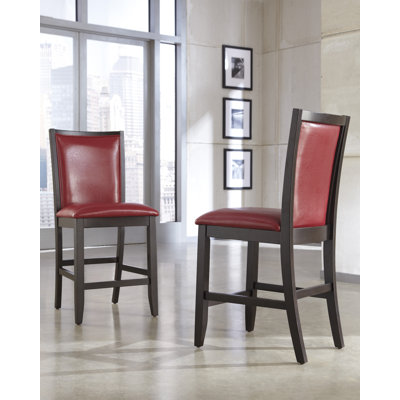 Trishelle Bar Stool Upholstery: Red image