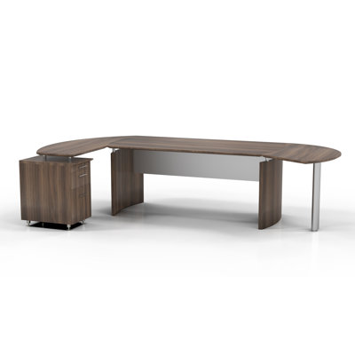 Medit Executive Desk Orientation: Left, Finish: Textured Brown Sugar, Size: 29.5" H x 116" W x 63" D Medit Executive Desk Orientation: Left, Finish: Textured Brown Sugar, Size: 29.5" H x 116" W x 63" D