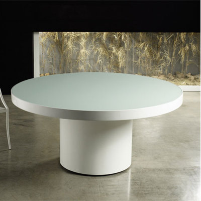 Berkeley Dining Table Size / Finish: 71 inch/White Lacquer with White Glass