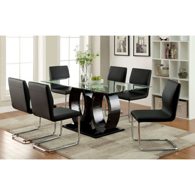 Benedict 7 Piece Dining Set Upholstery Black