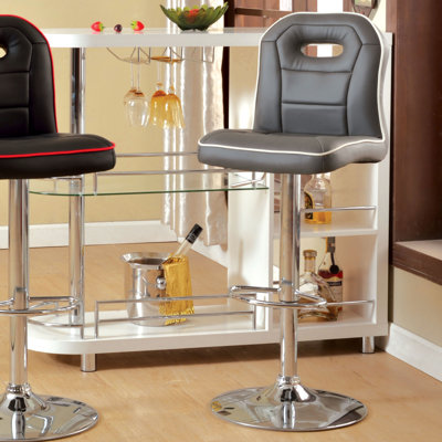 Adjustable Height Swivel Bar Stool Upholstery: Gray
