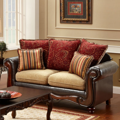 JEG-8501-MW XHX1099 Hokku Designs Philip Cotton and Leatherette Loveseat