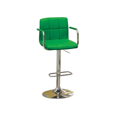 Adjustable Height Swivel Bar Stool Upholstery: Green