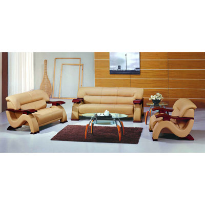 Hokku Designs NG3144-Tfu-Cfjhf Chrysocolla 3 Piece Leather Sofa Set Upholstery