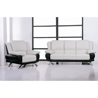 Hokku Designs 117 Sofa and Chair Set Caelyn Leather Living Room Collection