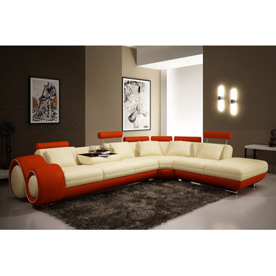 Hokku Designs KUI8511 31348288 Melrose 3 Piece Leather Sectional
