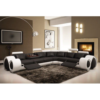 Hokku Designs MF4087-BKWT Leather Sectional Finish