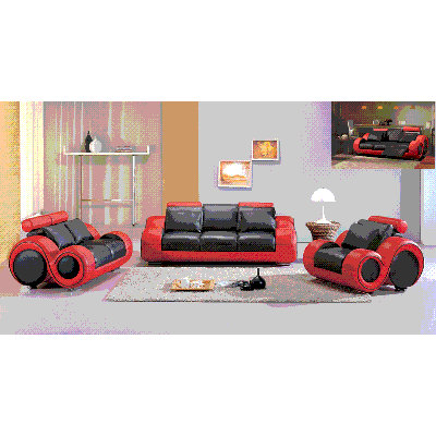 Hokku Designs NG5199-Tfu-cmbdl/sfe Hematite 3 Piece Bonded Leather Sofa Set Upholstery
