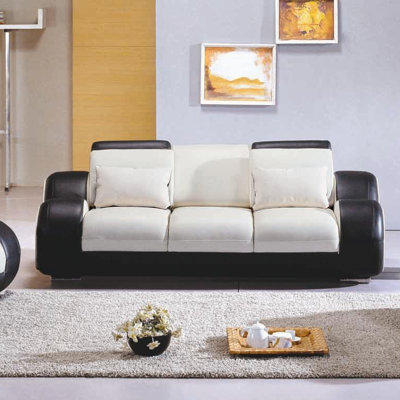MF4088-Sofa-Black/red Set KUI1855 Hokku Designs Hematite Leather Sofa