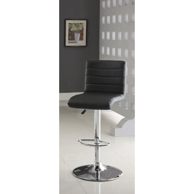 Elenore Adjustable Height Swivel Bar Stool Upholstery: Black