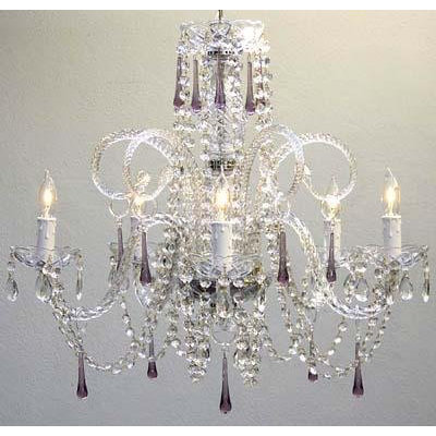 5 Light Crystal Chandelier Crystal Color: Amethyst Purple image
