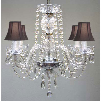 4 Light Crystal Chandelier Shade Color: White image