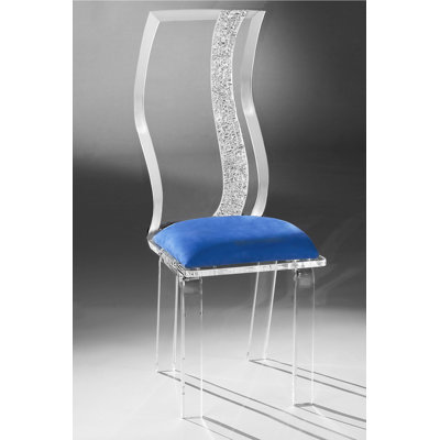 Wave Acrylic Side Chair Upholstery: Cobalt