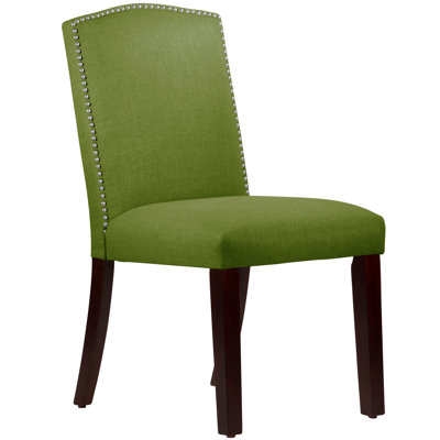 Nadia Parsons Chair with Nail Buttons Upholstery Linen Kelly Green